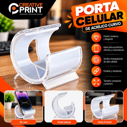 [POR-CEL-002] Porta Celular Acrilico Curvo